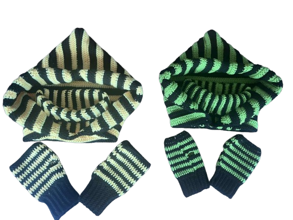 Ensemble mitaines / snood à capuche