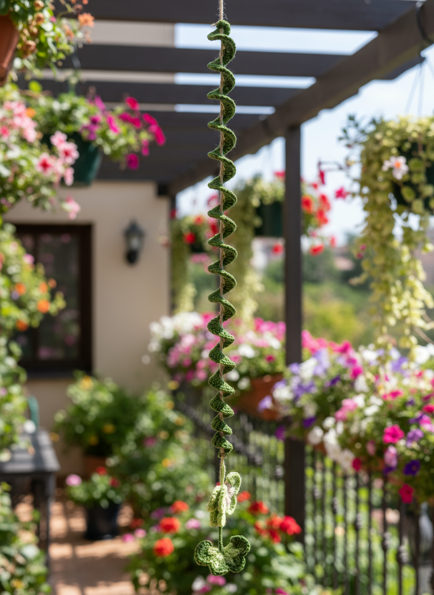 Suspension Spirale  Papillons Verts