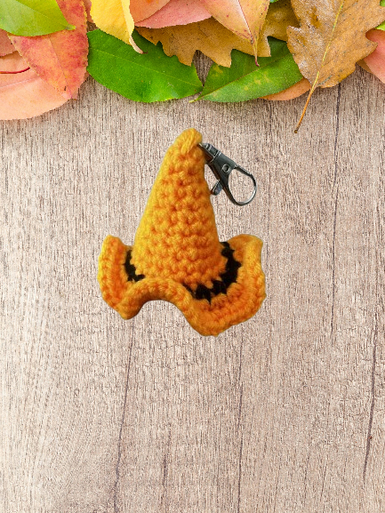 Chapeau de sorcière orange et noir