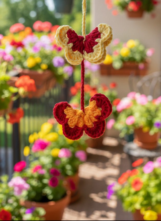 Suspension Spirale Papillons Rouge