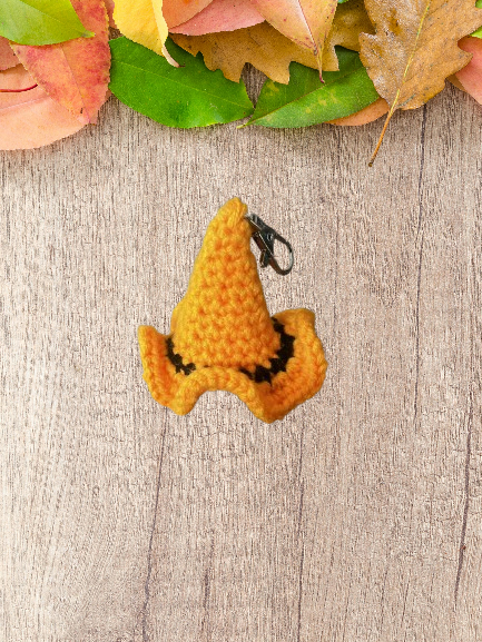 Chapeau de sorcière orange et noir